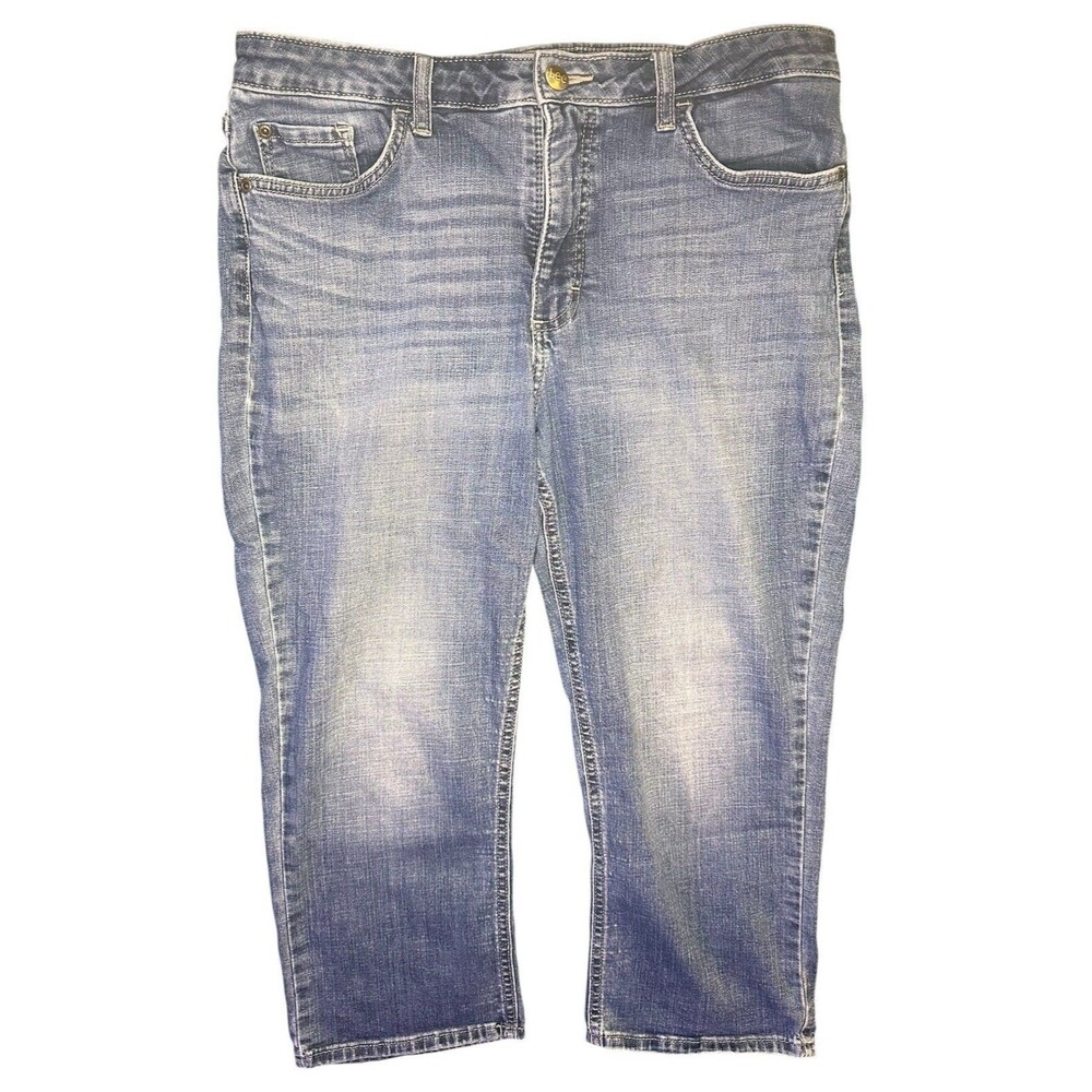 Lee Women’s Capri Jeans Size 14 Medium Blue Stretch Denim Cropped Pants